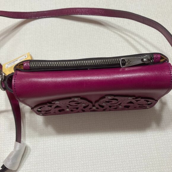 NWT Very Pretty Patricia Nash Tooled and Studded Dark Purple Crossbody - Picture 7 of 12